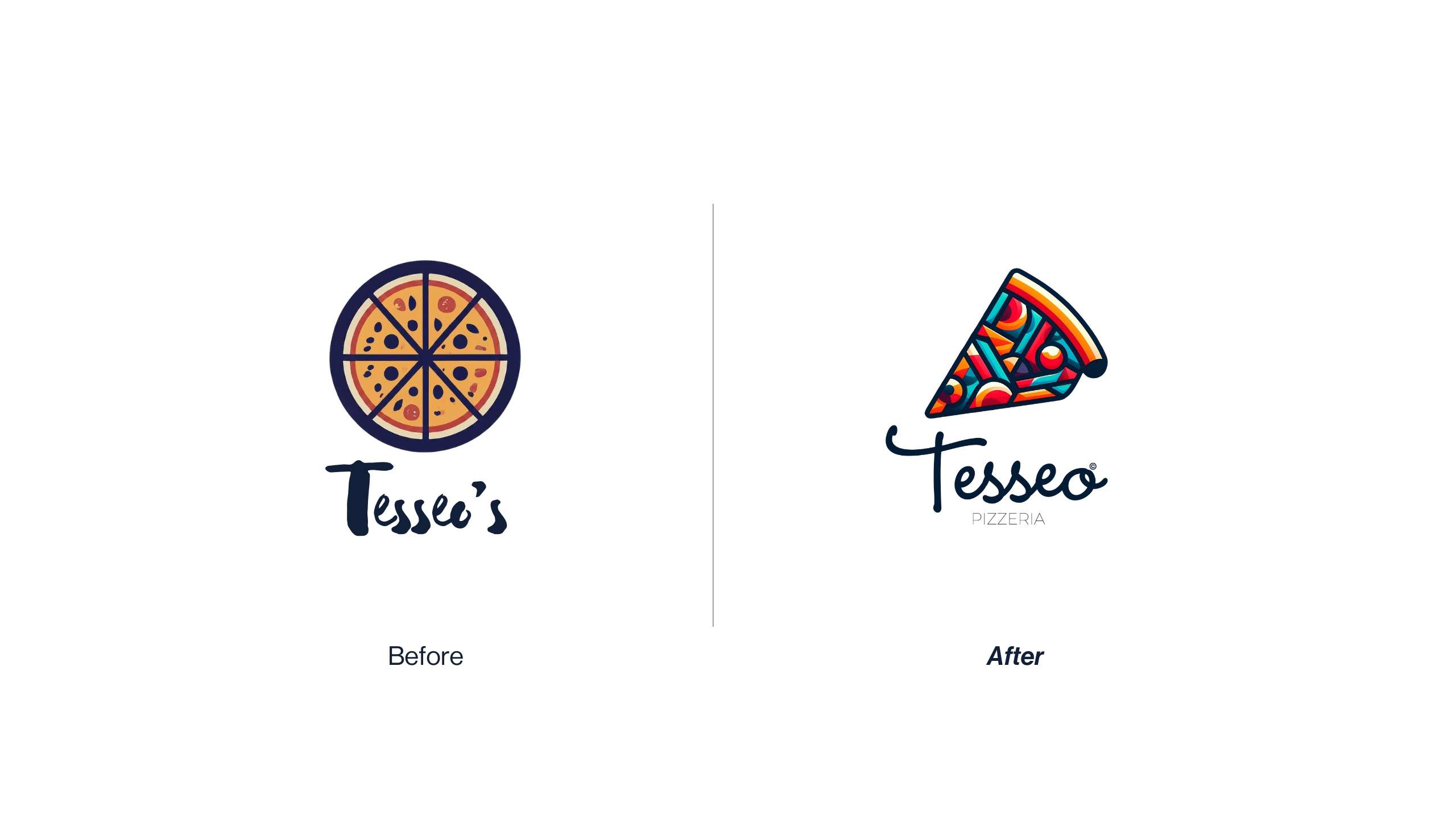 Tesseo logo before and after